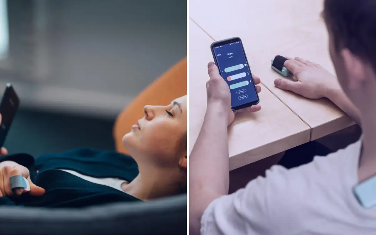People using a migraine app on their phones